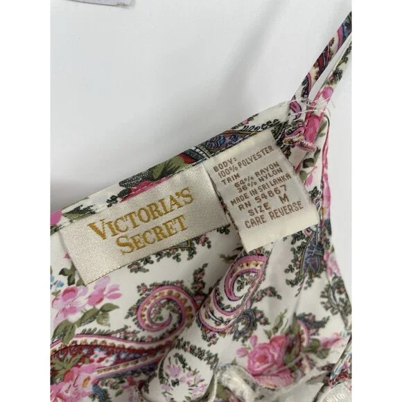 VTG 90s Gold Label Victoria's Secret Lace Floral Slip Satin Dress Lingerie - Picture 5 of 11